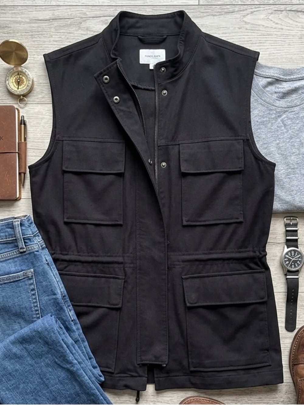 Sanctuary Clothing Los Angeles Black Utility Cargo Vest M Layering blockette